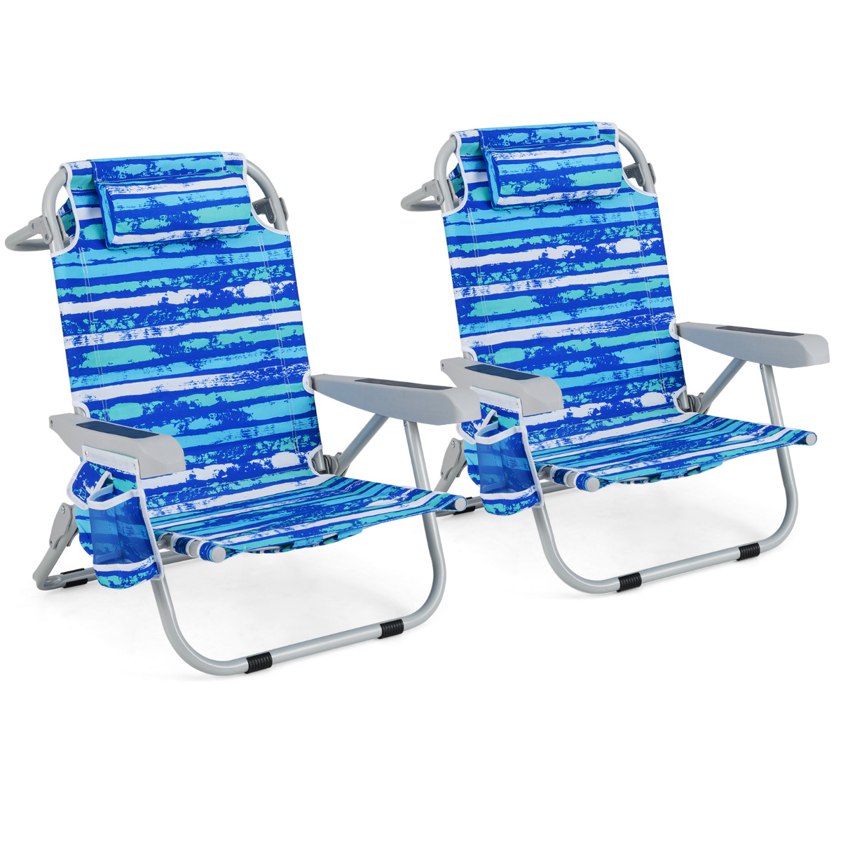 Zestaw 2 granatowych krzeseł plażowych z aluminium