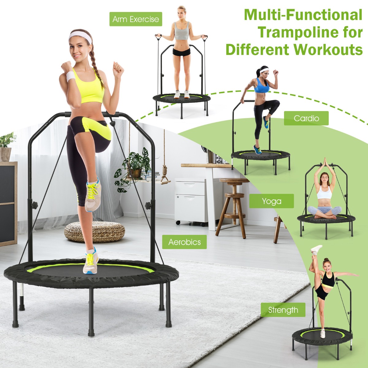 Wymiary składanej trampoliny fitness 101 cm
