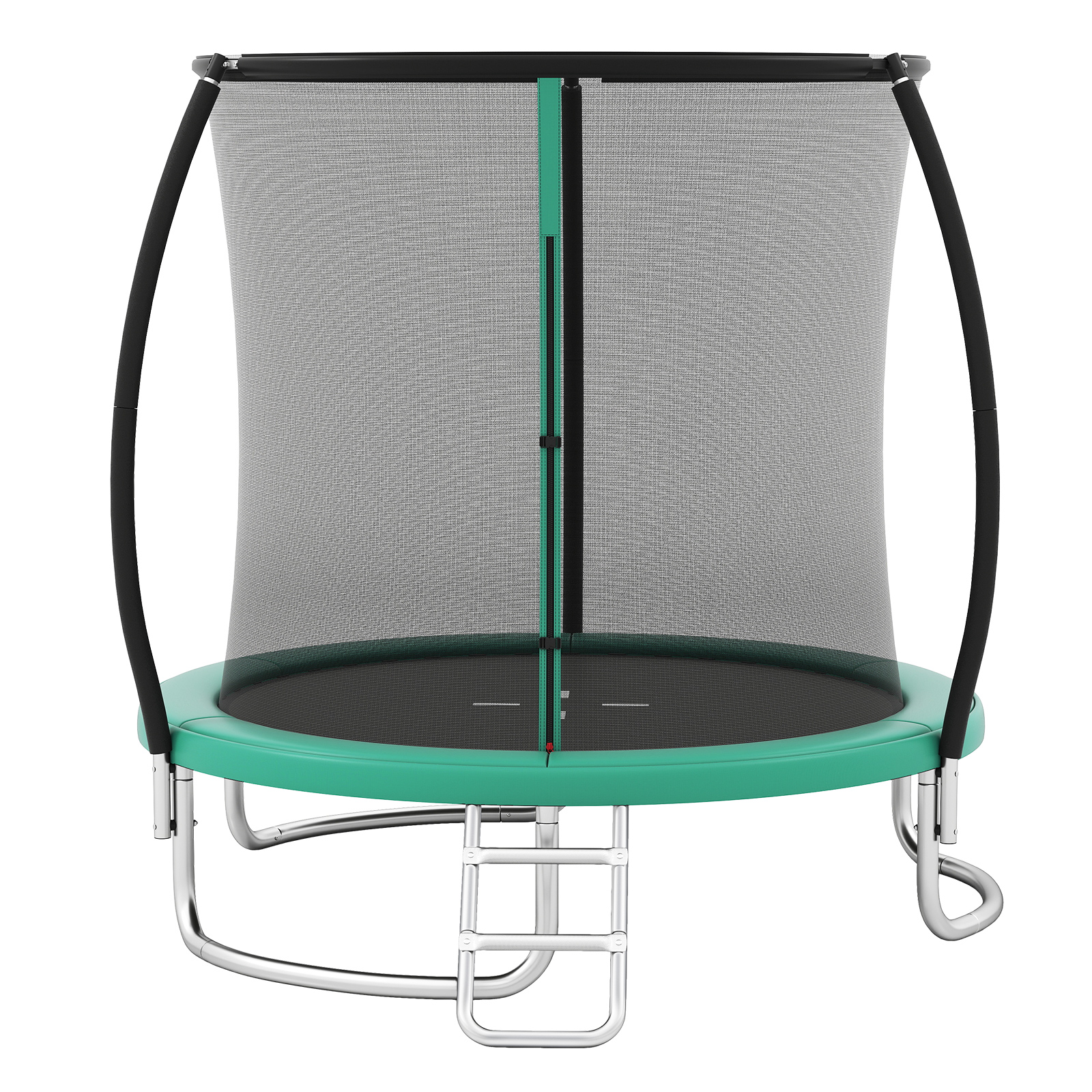 Bezpieczna zielona trampolina z siatką ochronną