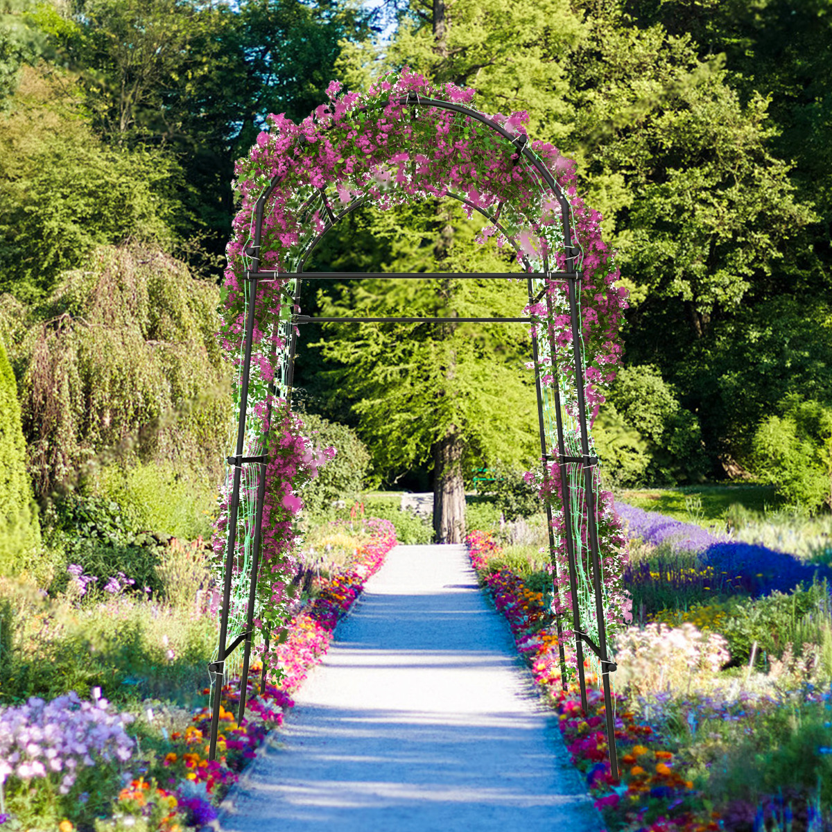 Metalowa pergola ogrodowa pokryta powłoką PE