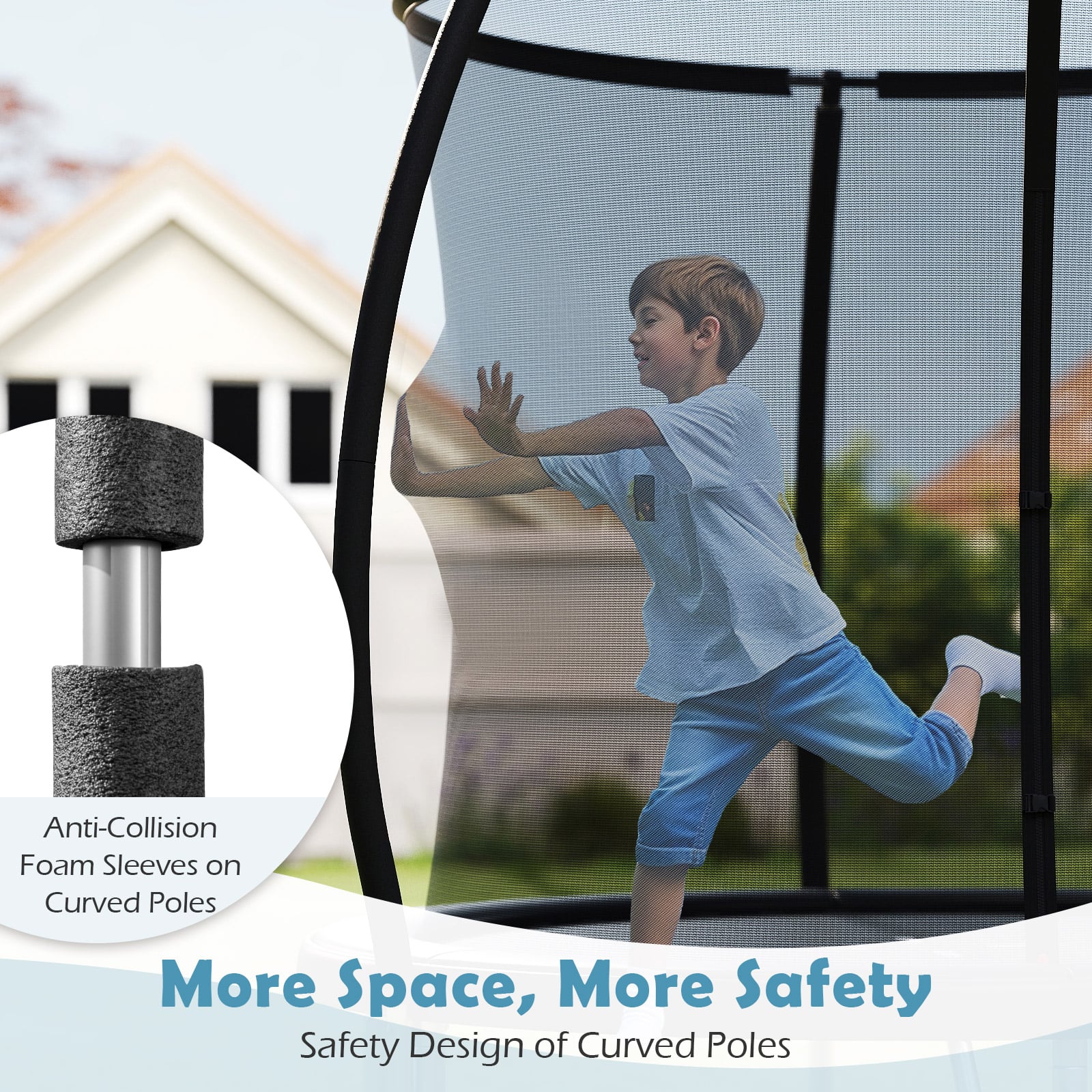 Zakrzywione nogi trampoliny Heavy-Duty zapewniające stabilność