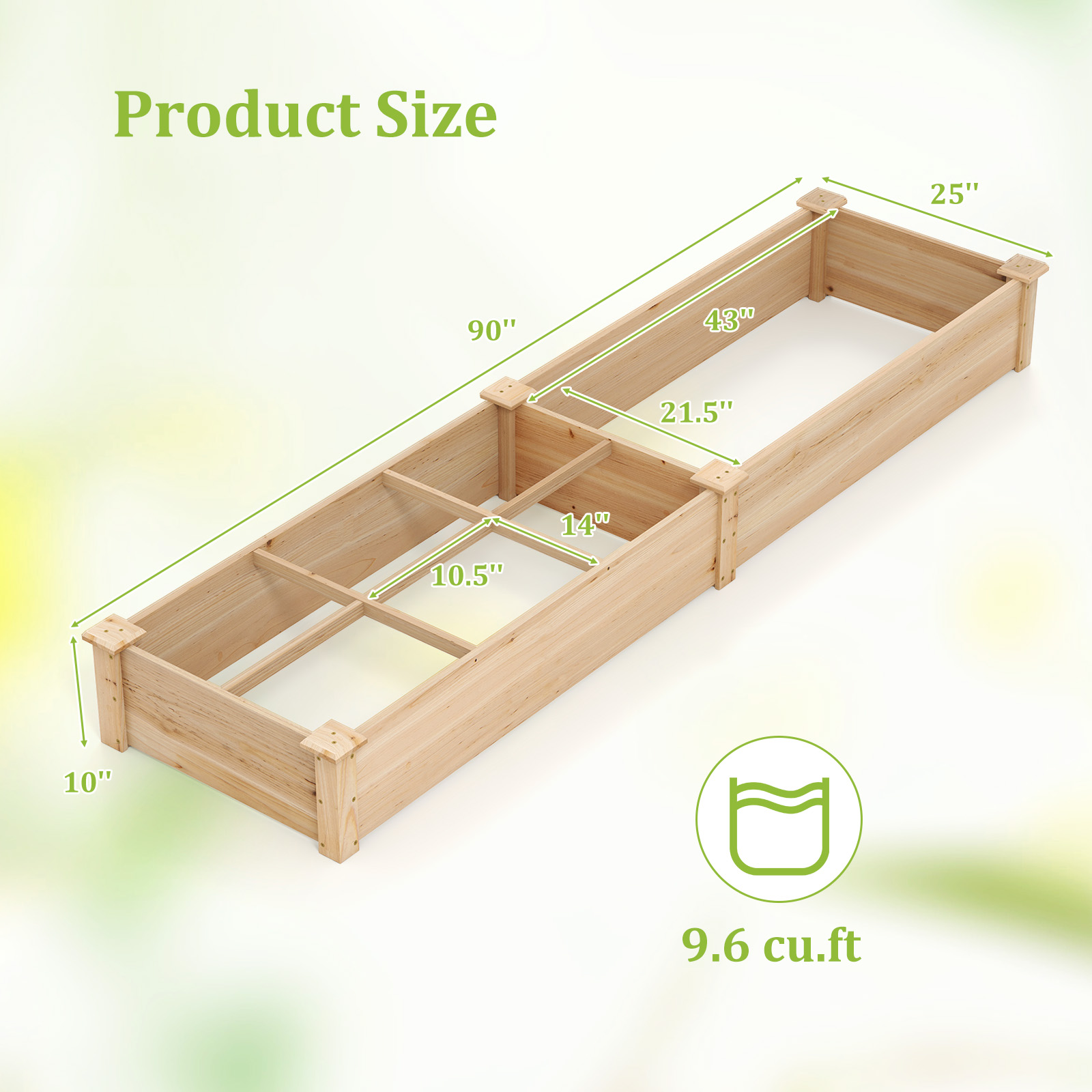Wymiary grządki drewnianej 228cm
