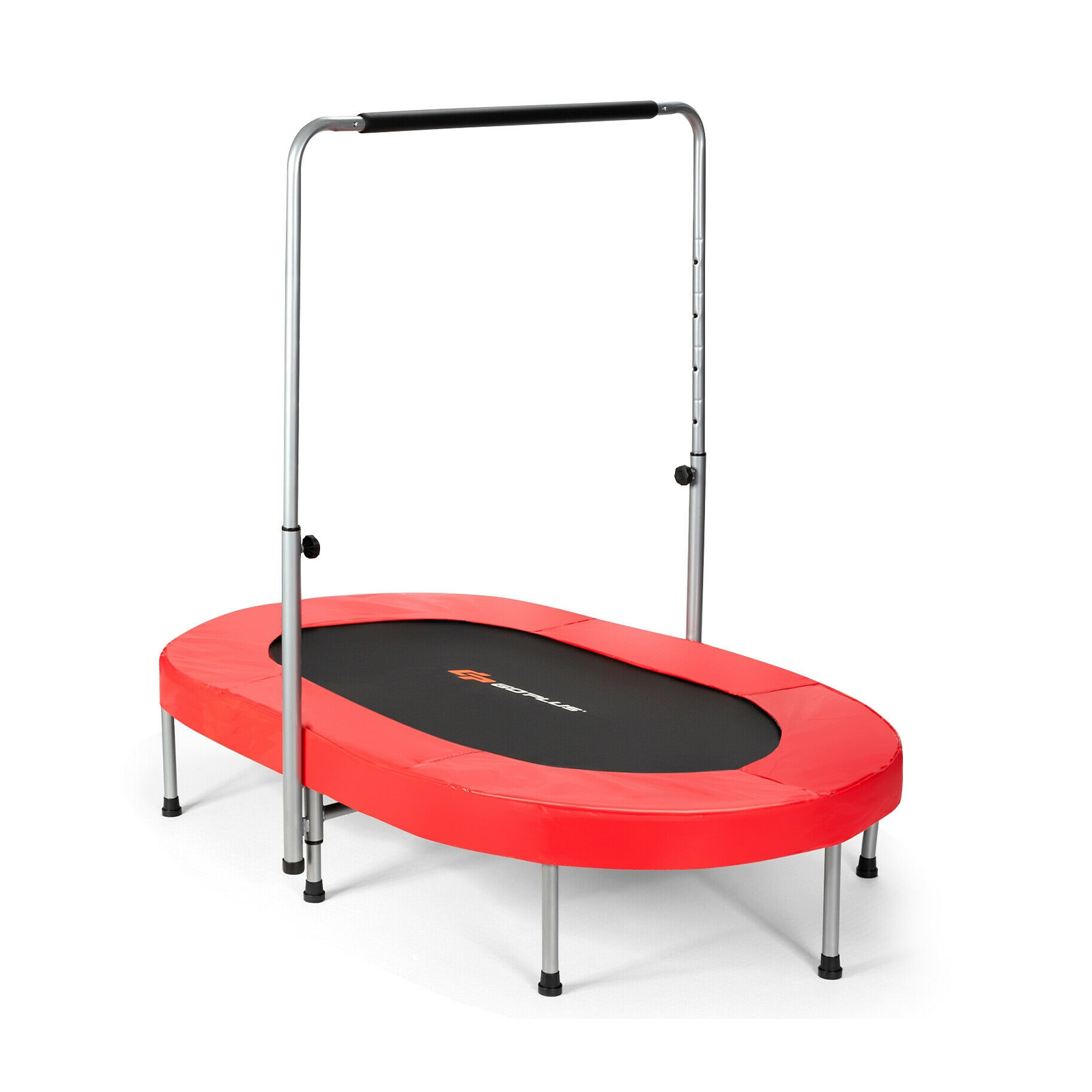 Składana czerwona trampolina fitness oszczędność miejsca