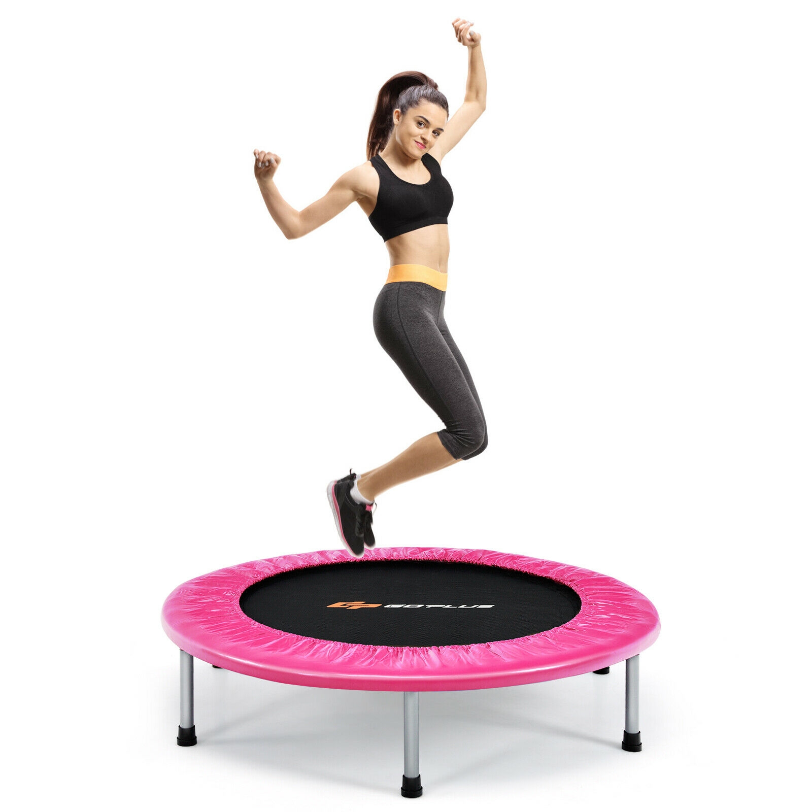 Stabilne, stalowe nogi trampoliny z gumowymi nakładkami