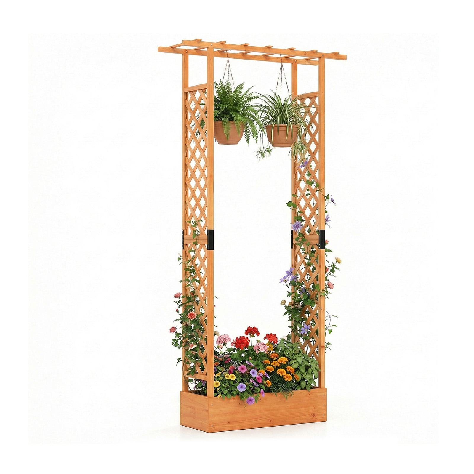 Bardzo wysoka pomarańczowa donica z pergolą i daszkiem 226 cm