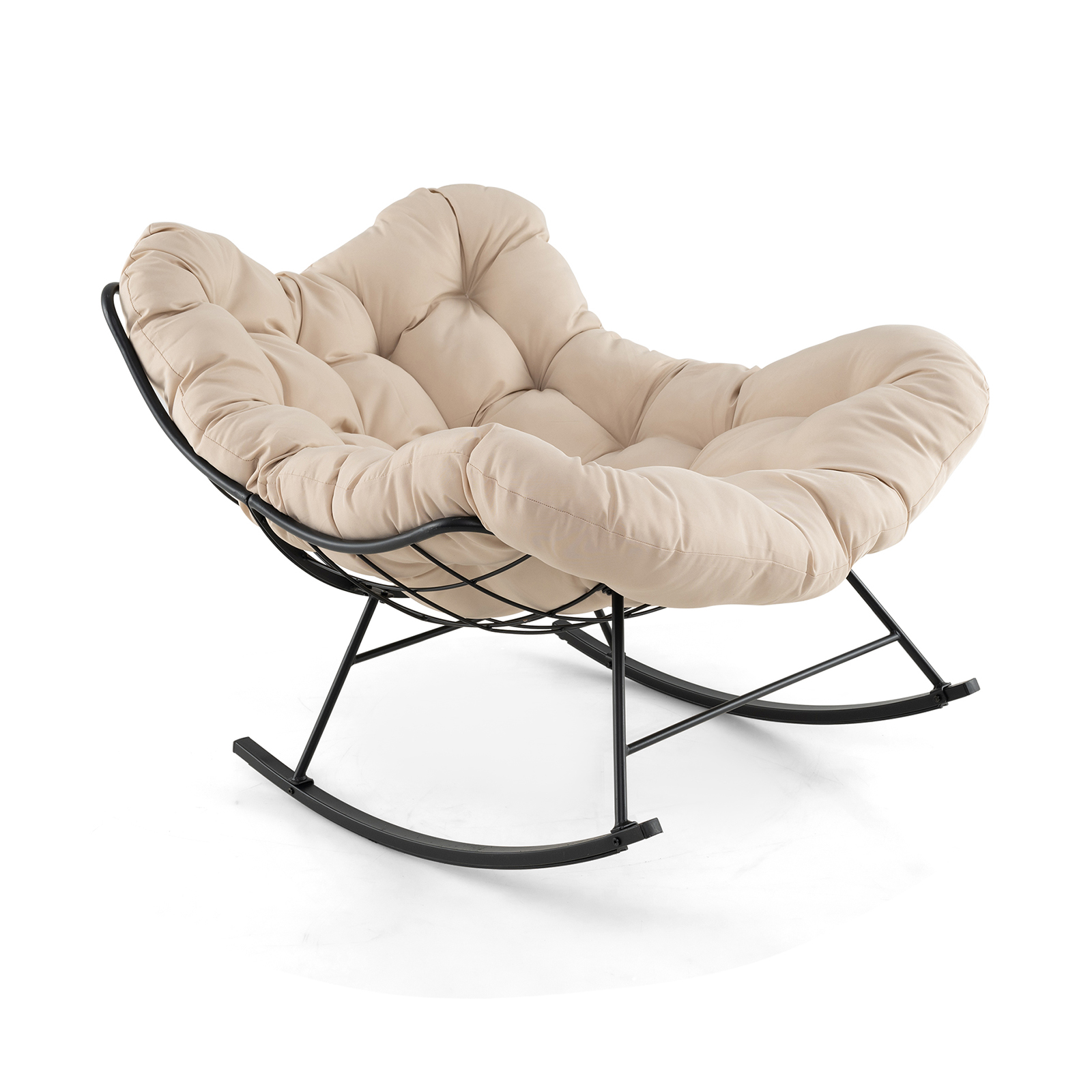 Bezpieczny system bujania w fotelu Papasan