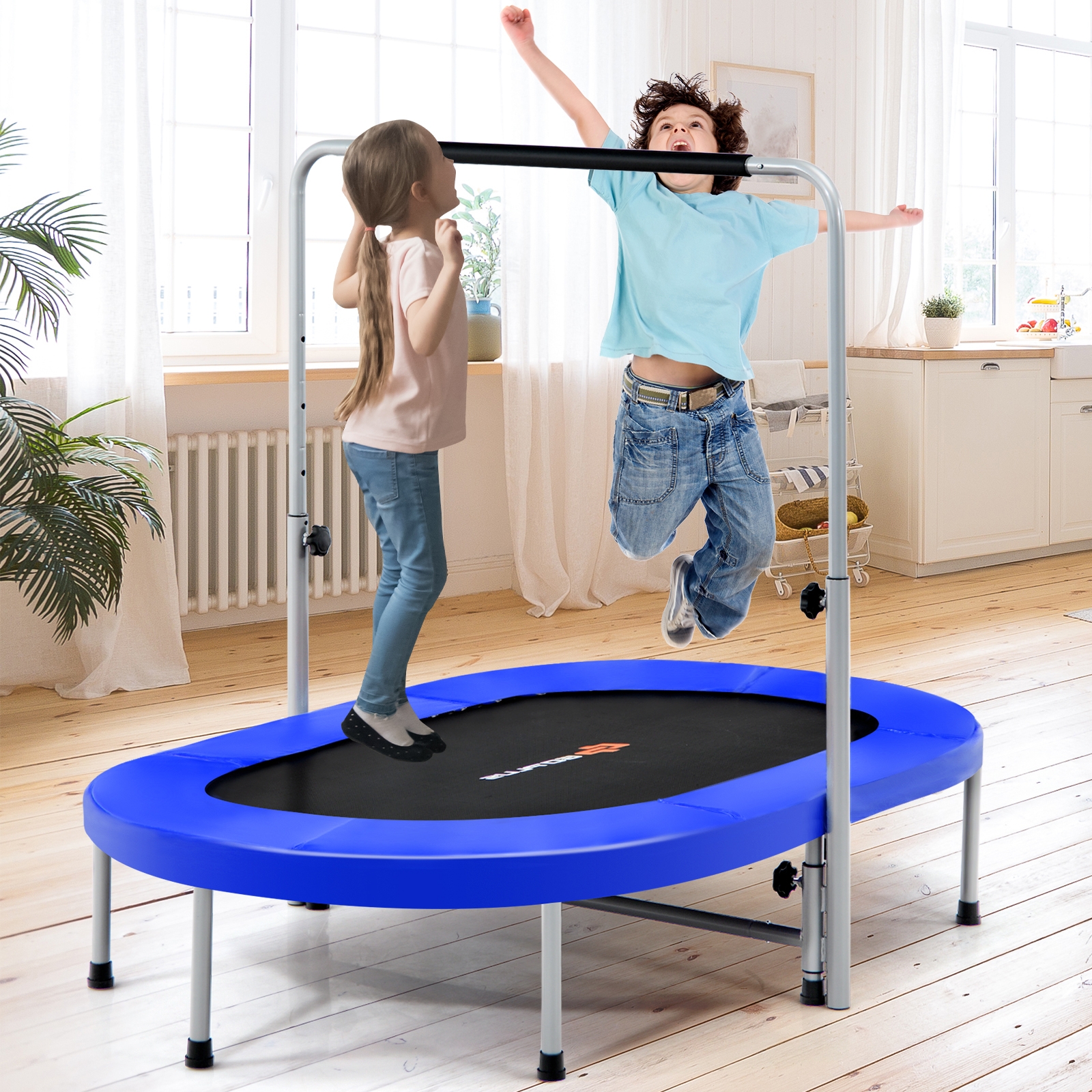 Regulowany uchwyt dwuosobowej trampoliny fitness