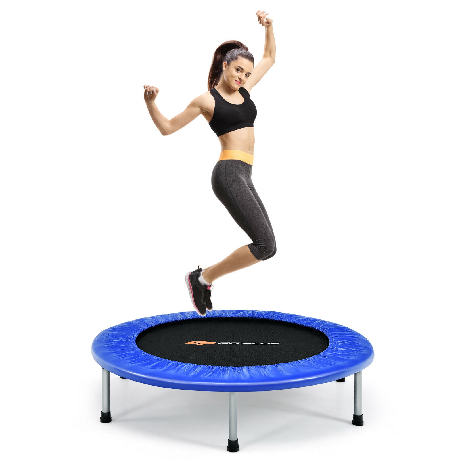 Stabilne, stalowe nogi trampoliny z gumowymi nakładkami