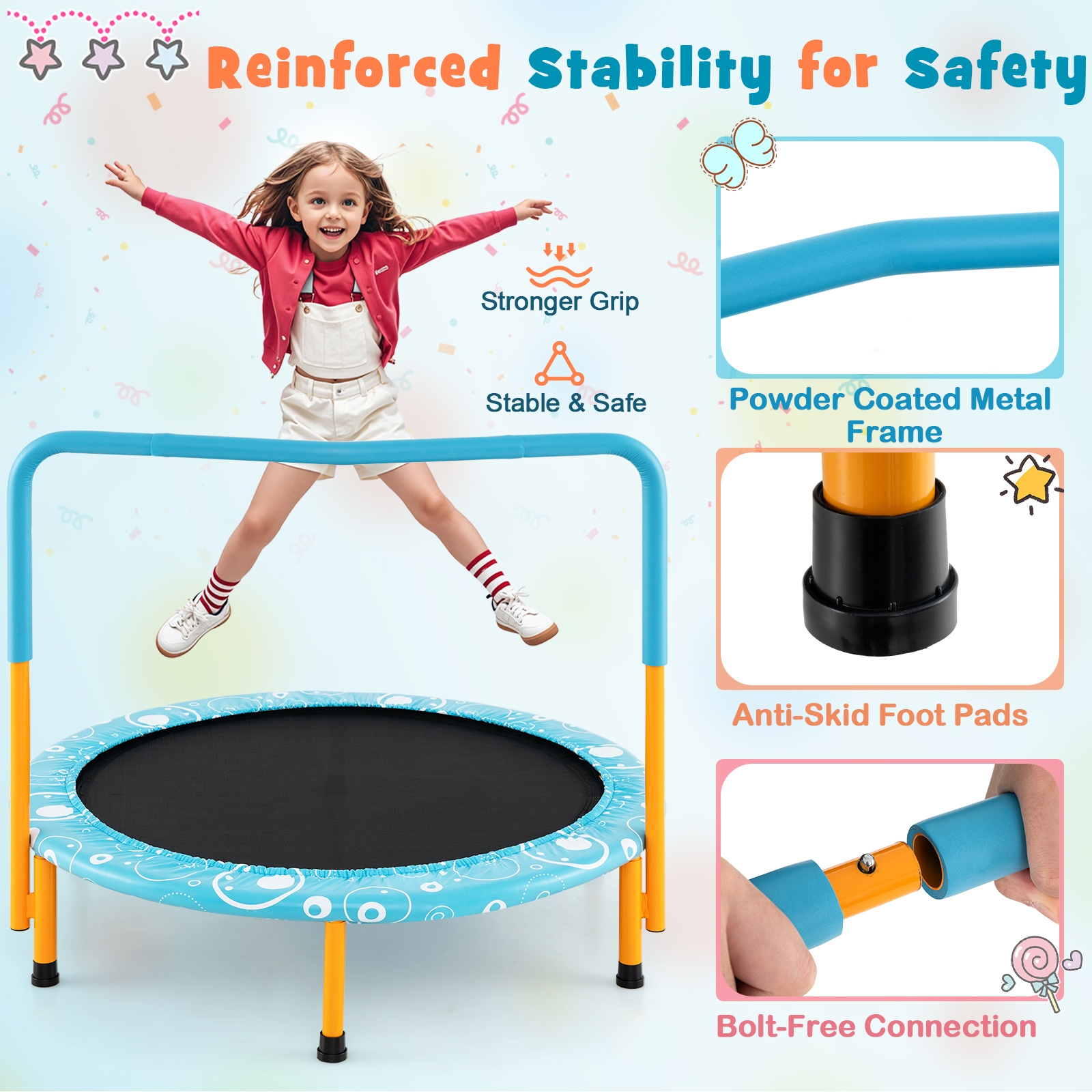Wymiary pomarańczowej mini trampoliny 36 cali