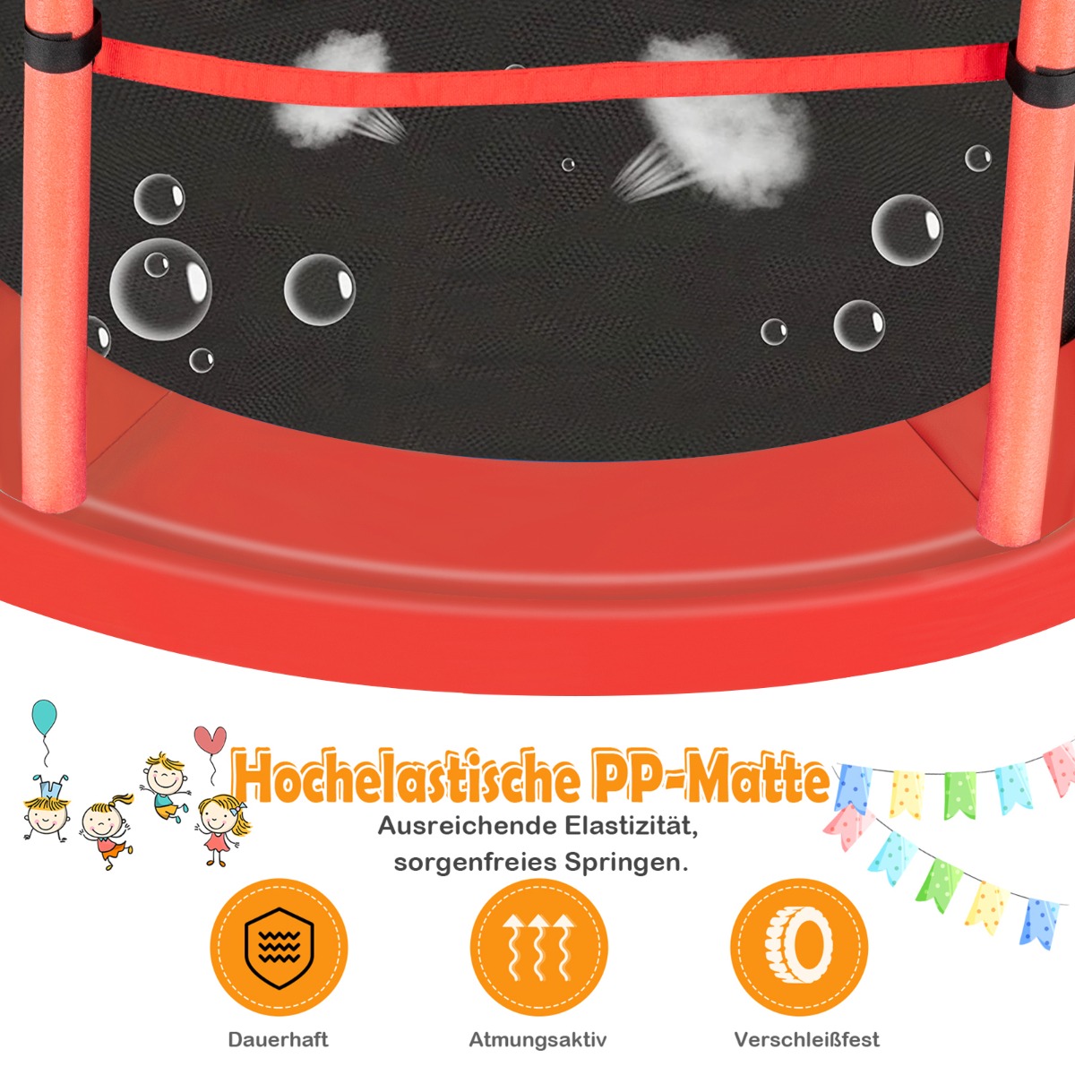 Wymiary czerwonej trampoliny dziecięcej 140 cm