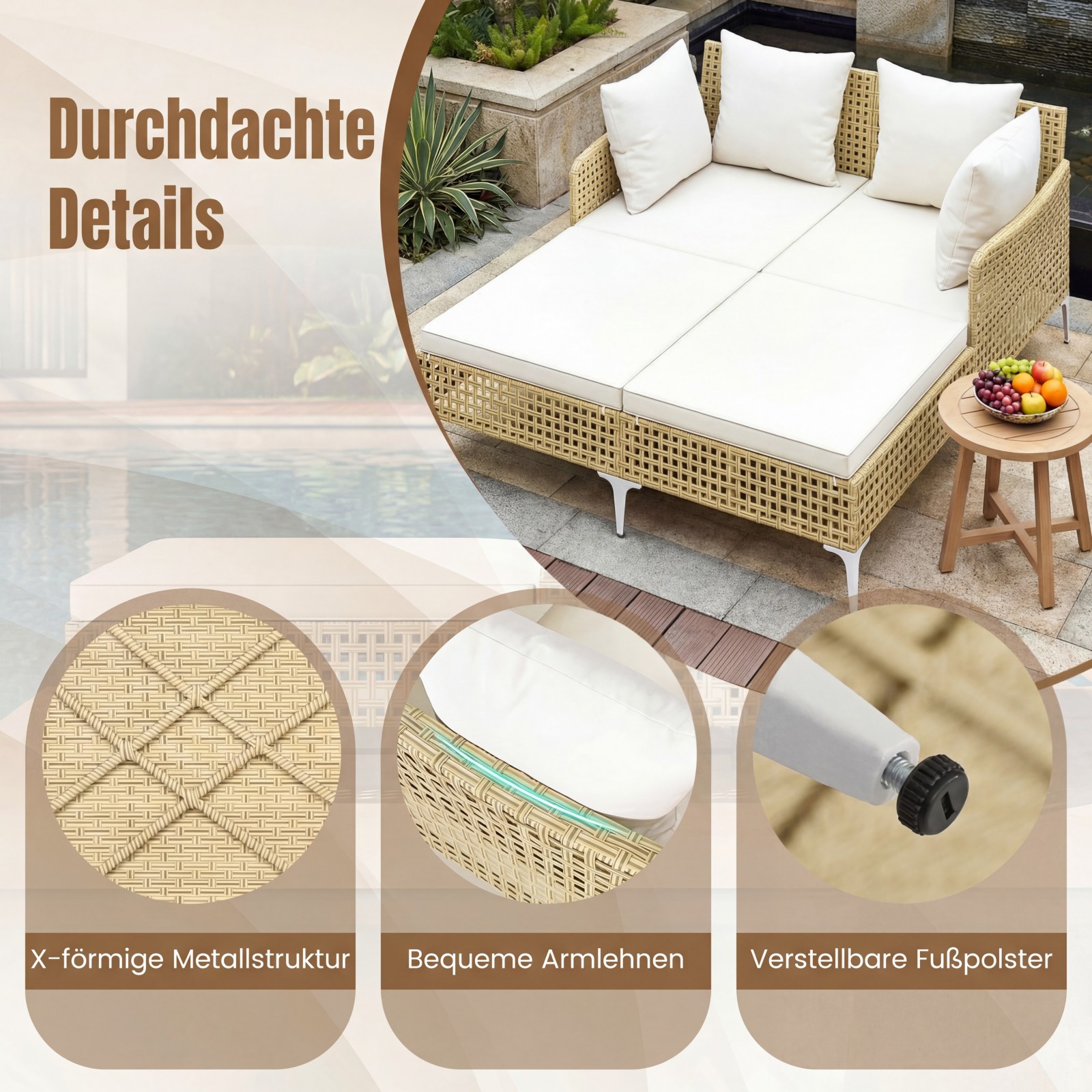 Komplet miękkich poduszek na dwuosobowe daybed