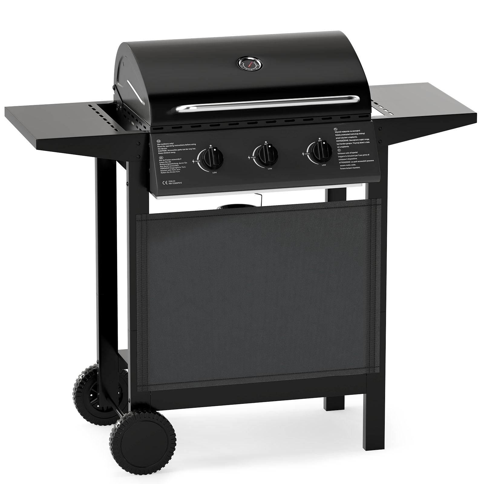 Grill gazowy z 3 palnikami i rusztem stalowym
