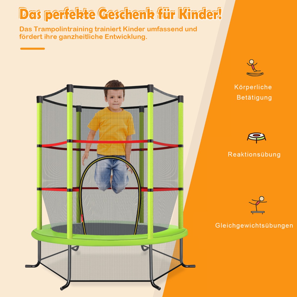 Bezpieczny system linek bungee w zielonej trampolinie