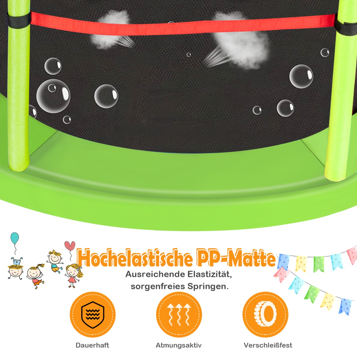 Wymiary zielonej trampoliny 140 cm
