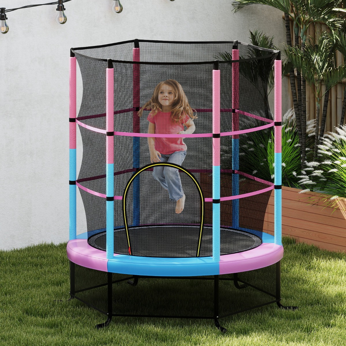 Wymiary różowej trampoliny dziecięcej 165 cm