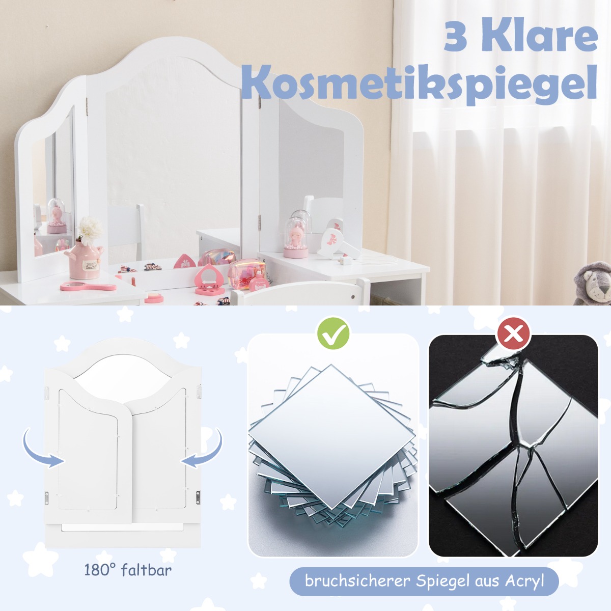Stabilna konstrukcja i bezpieczeństwo toaletki 2w1