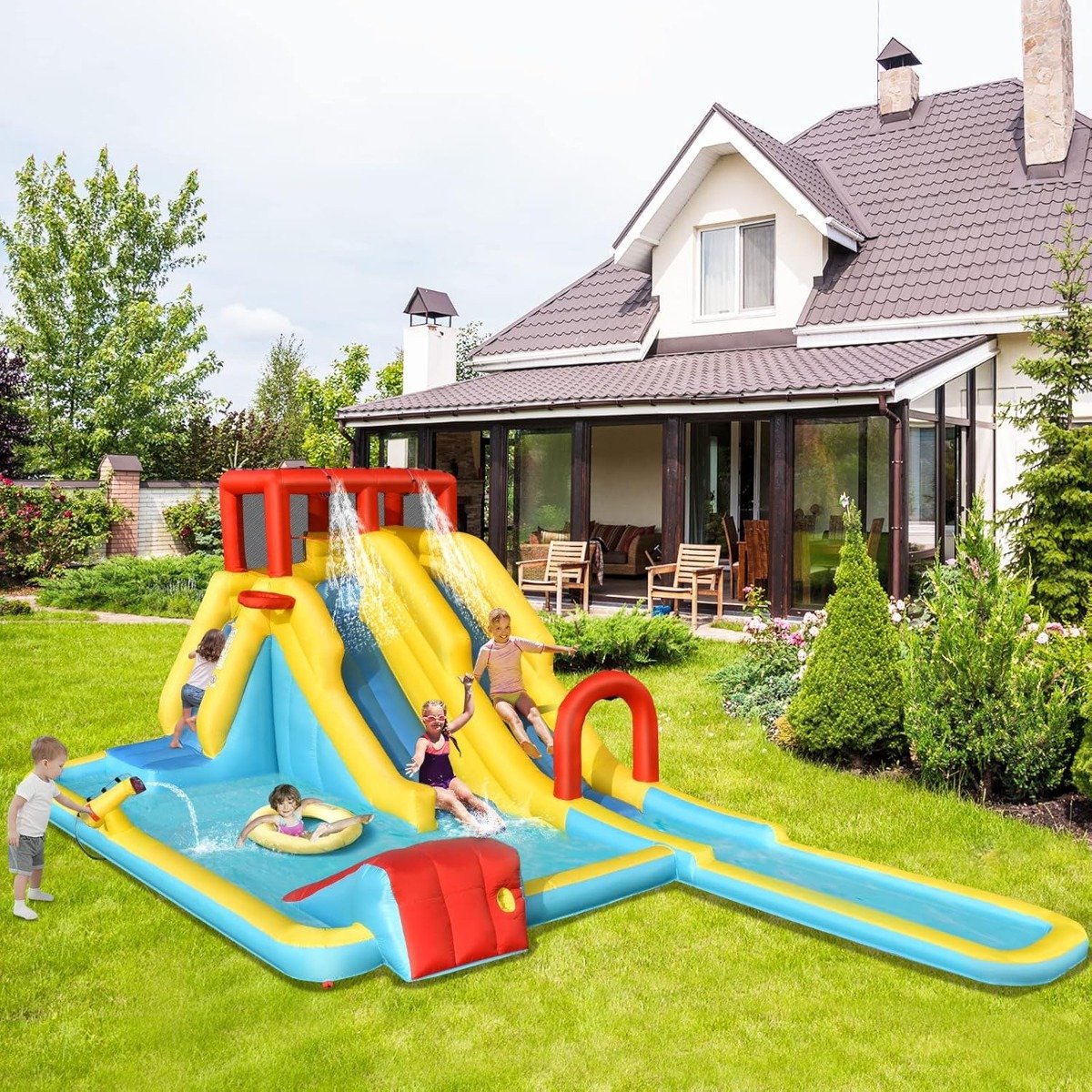 Dmuchany zamek z dołączoną dmuchawą 680W i akcesoriami