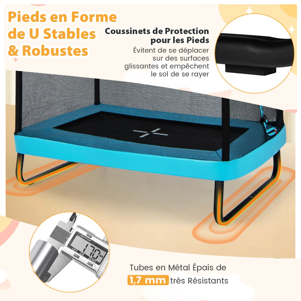 Solidna stalowa rama i podstawa trampoliny