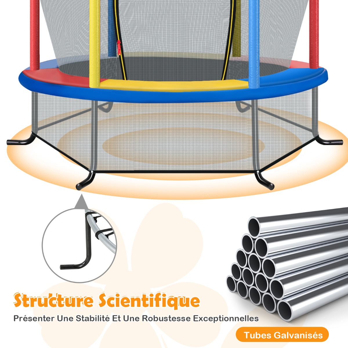 Wymiary kolorowej trampoliny dla dzieci 165 cm