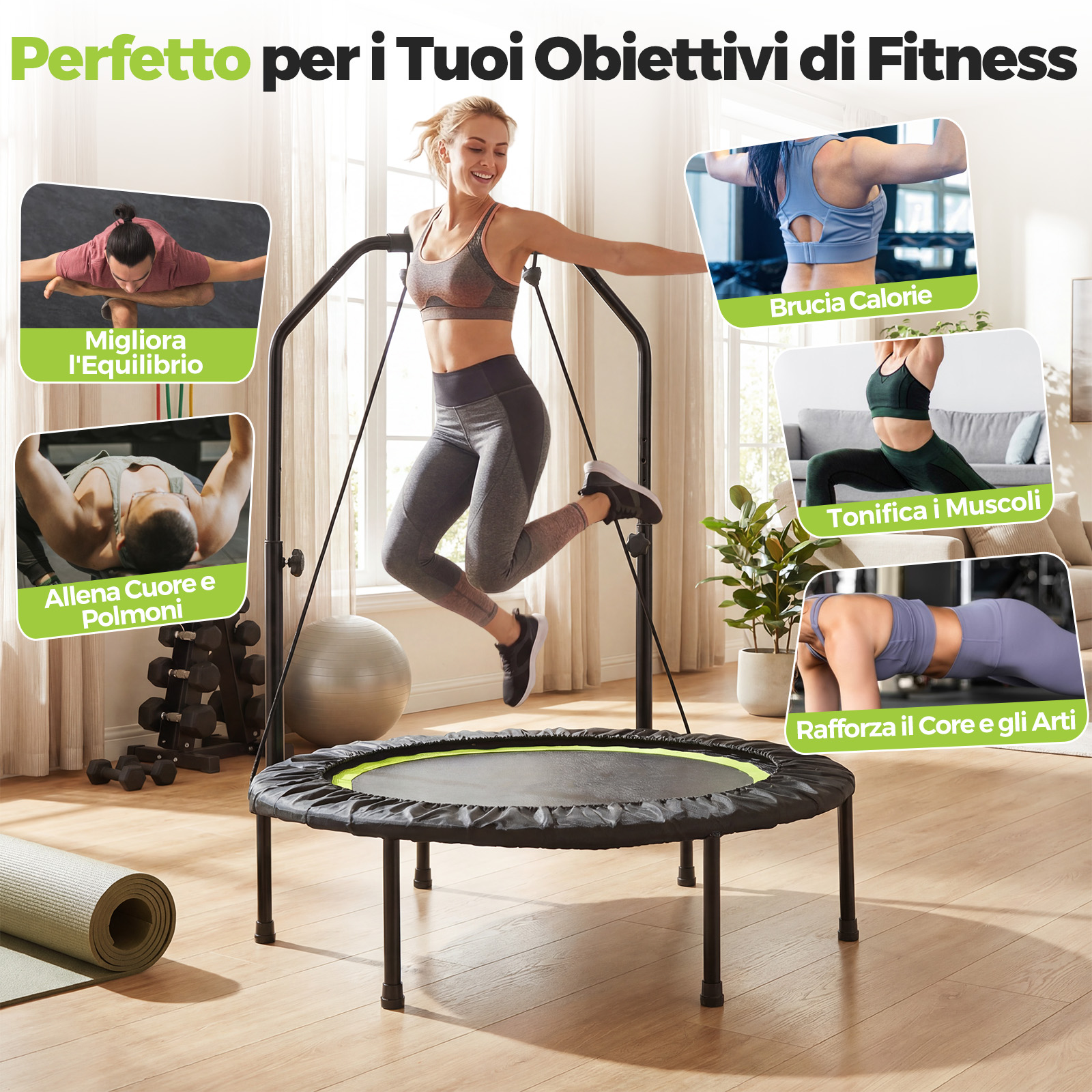 Wymiary i specyfikacja trampoliny fitness 101cm