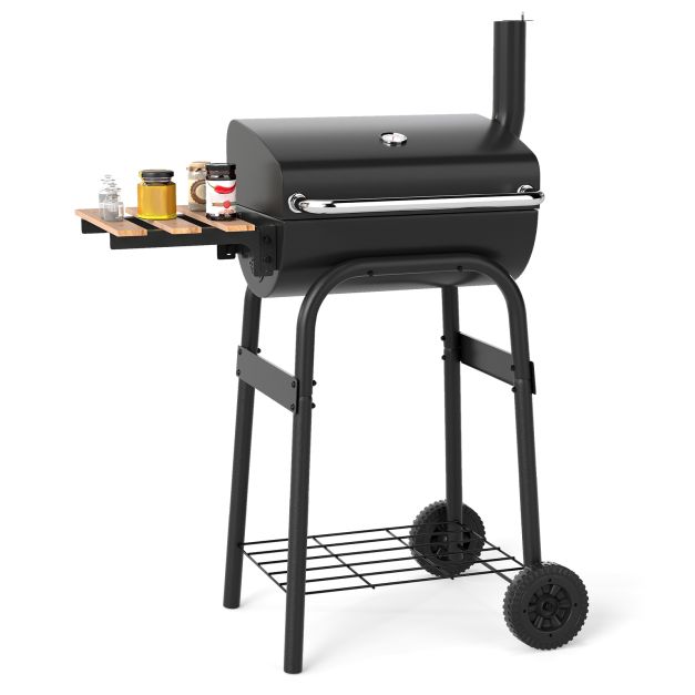Grill węglowy z półką z drewna bukowego