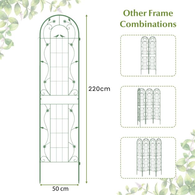 Wymiary wysokich metalowych kratek na pnącza 220 cm