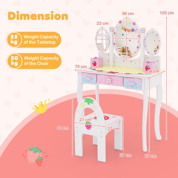 Wymiary białej toaletki dziecięcej
