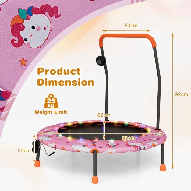 Wymiary różowej mini trampoliny 92 cm