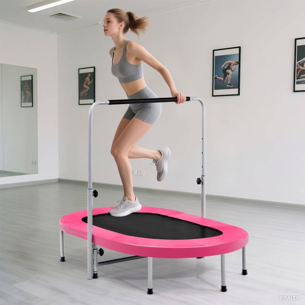 Regulowany uchwyt różowej trampoliny dwuosobowej