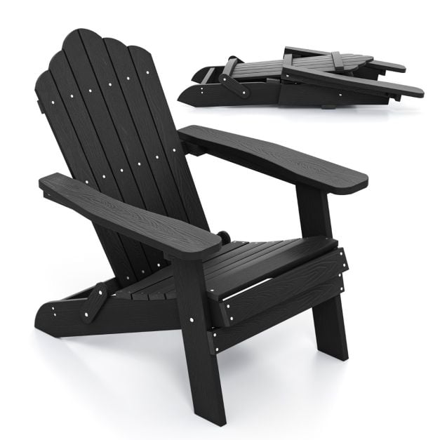 Czarny fotel Adirondack z materiału HIPS