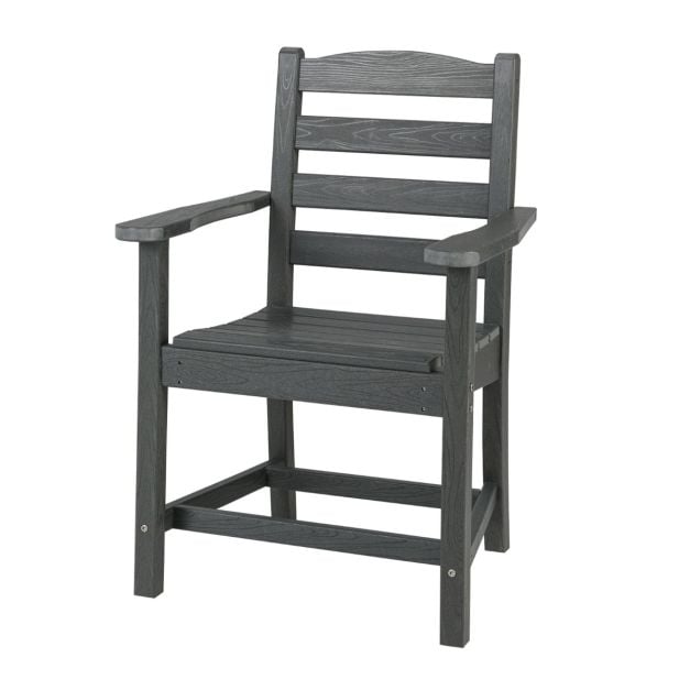 Szary fotel Adirondack z materiału HDPE o strukturze drewna