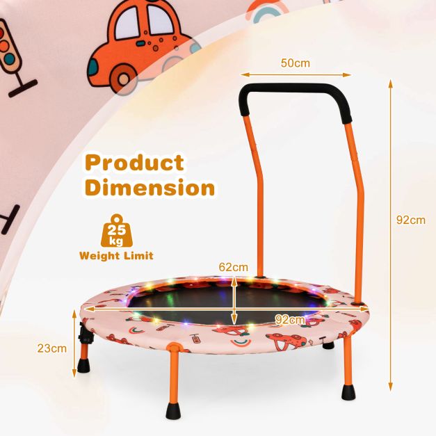 Wymiary pomarańczowej mini trampoliny 92 cm