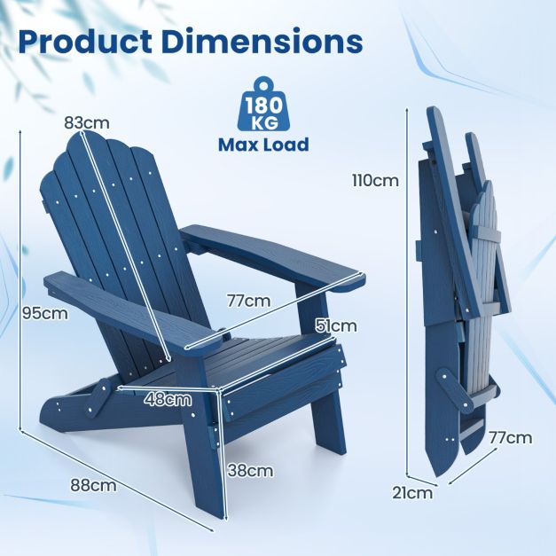 Wymiary granatowego fotela Adirondack