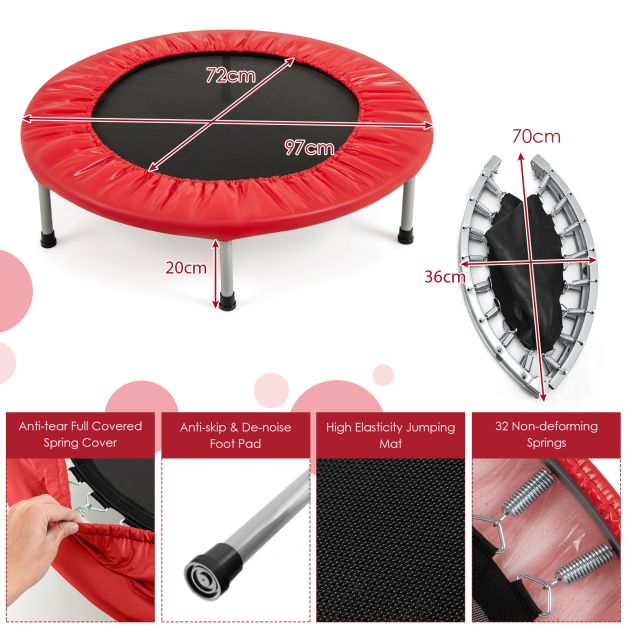 Wymiary czerwonej trampoliny do ćwiczeń