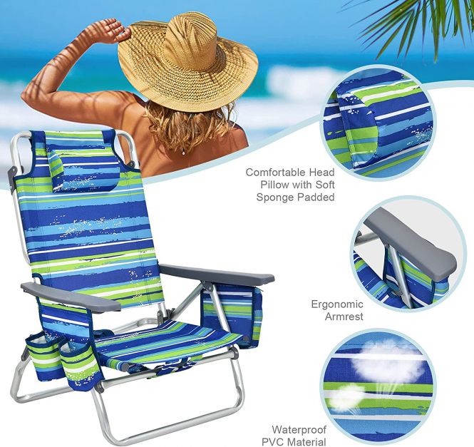 Wygodne krzesło plażowe z regulacją oparcia