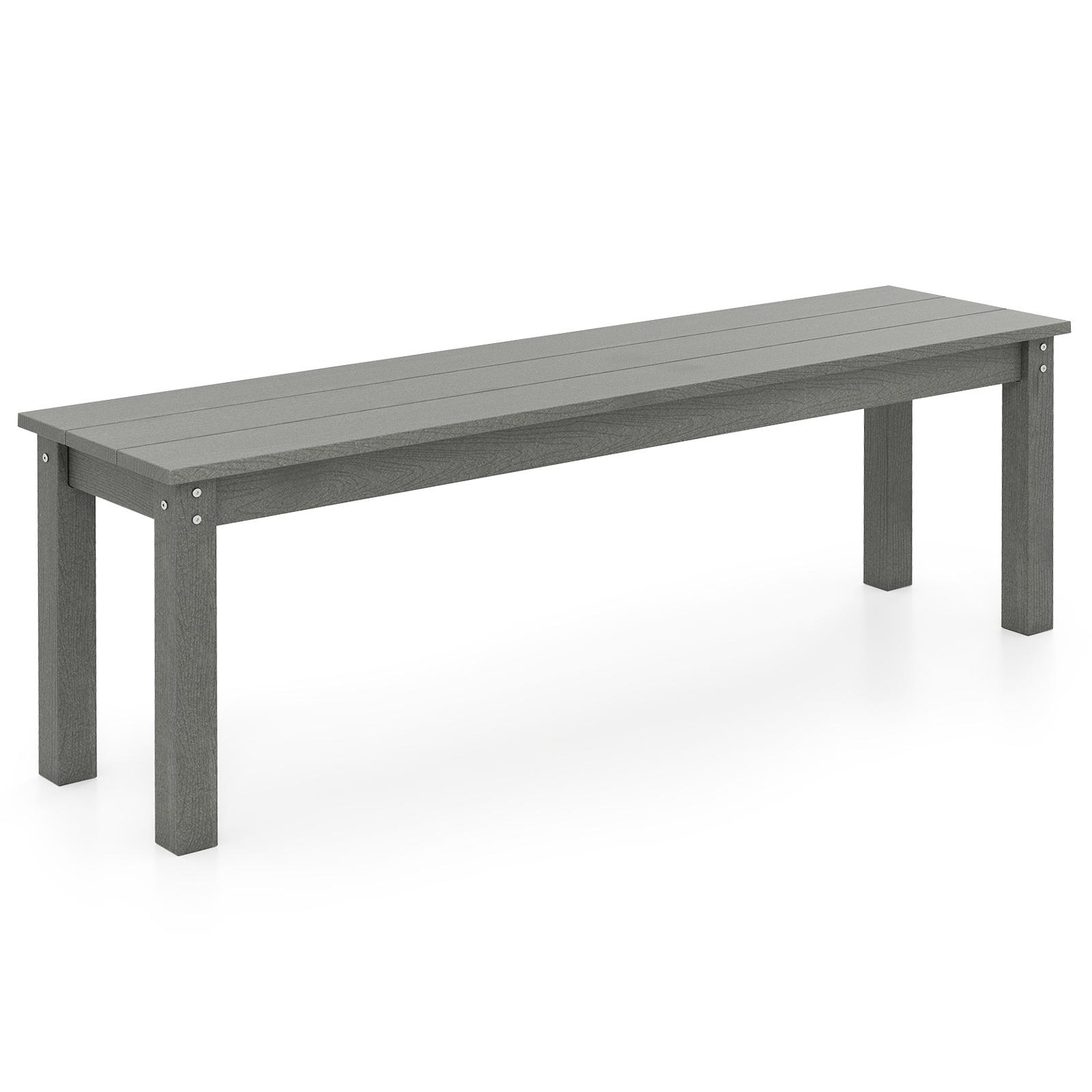 Szara ławka ogrodowa HDPE 140 cm o strukturze drewna