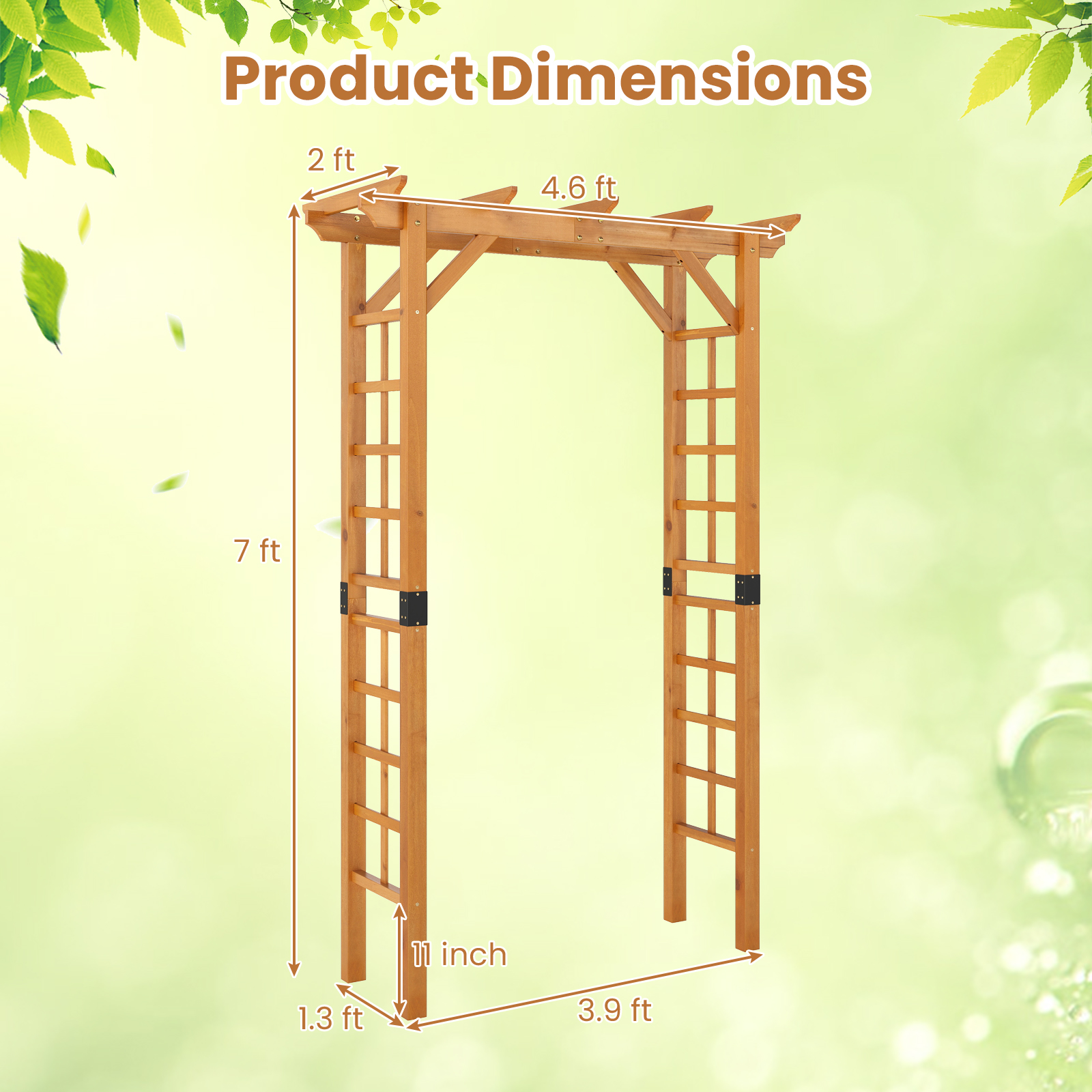Wymiary drewnianej pergoli ogrodowej 140x215 cm