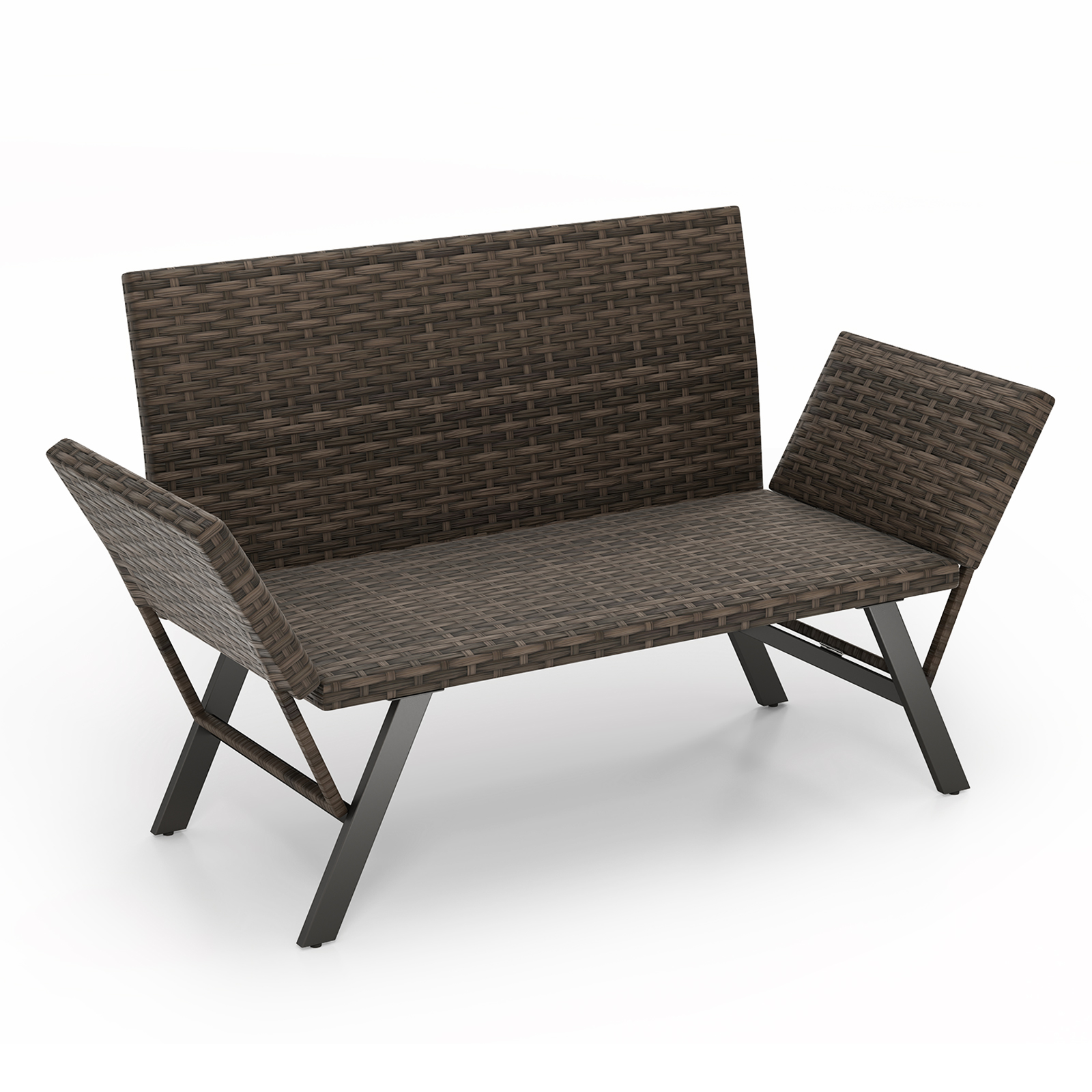 Sofa ogrodowa 3w1 z regulowanymi bokami technorattan